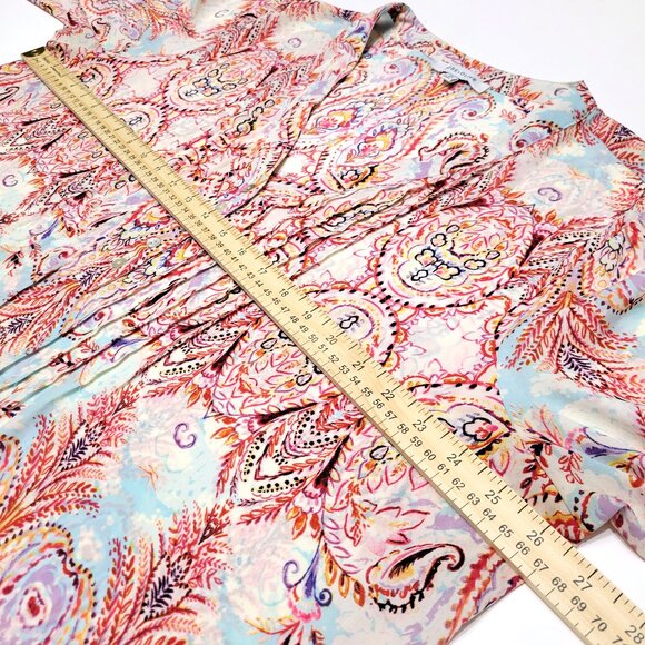 Rose & Olive Womens V-Neck Peasant Sleeve Top Size 2X Multicolor Paisley Boho - Picture 6 of 10